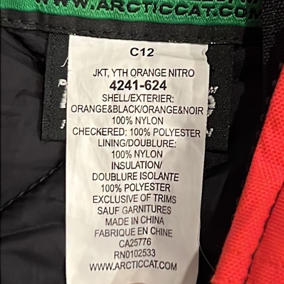 ⭐️ Arcticwear by Arctic Cat Youth Insulated Jacket Size 12 - Picture 4 of 9